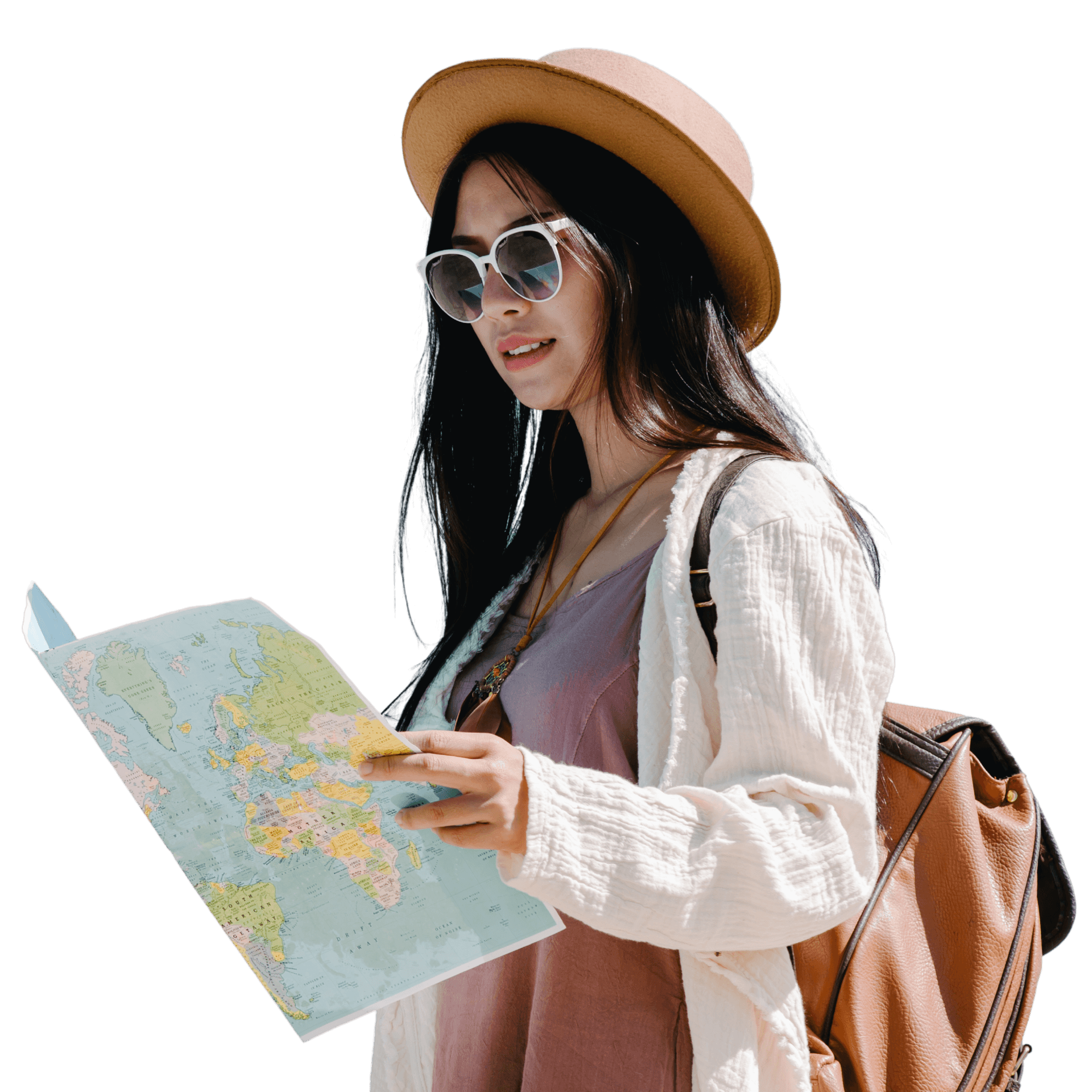 A traveller planning her trip with Travia